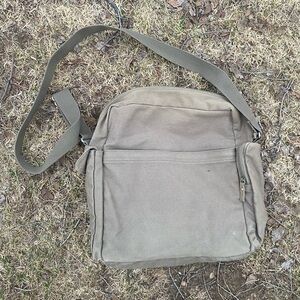 J. Crew Messenger Khaki Brown Canvas Crossbody Laptop Bag